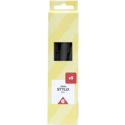 Lot de 5 stylos à encre noire 0,6mm