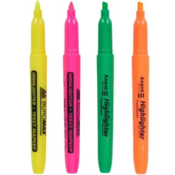 Lot de 4 surligneurs fins - orange vert rose jaune