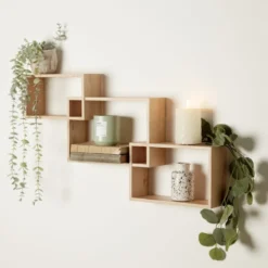 Lot de 3 étagères rectangulaires en bois