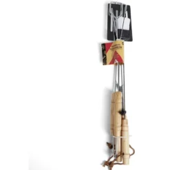 Lot de 4 ustensiles barbecue en acier chromé et bois