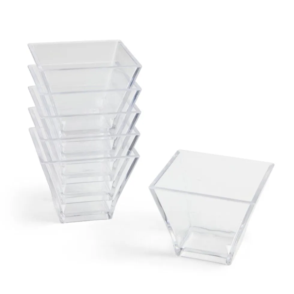 Lot de 6 verrines 88ml en plastique transparent 6x6xH5cm
