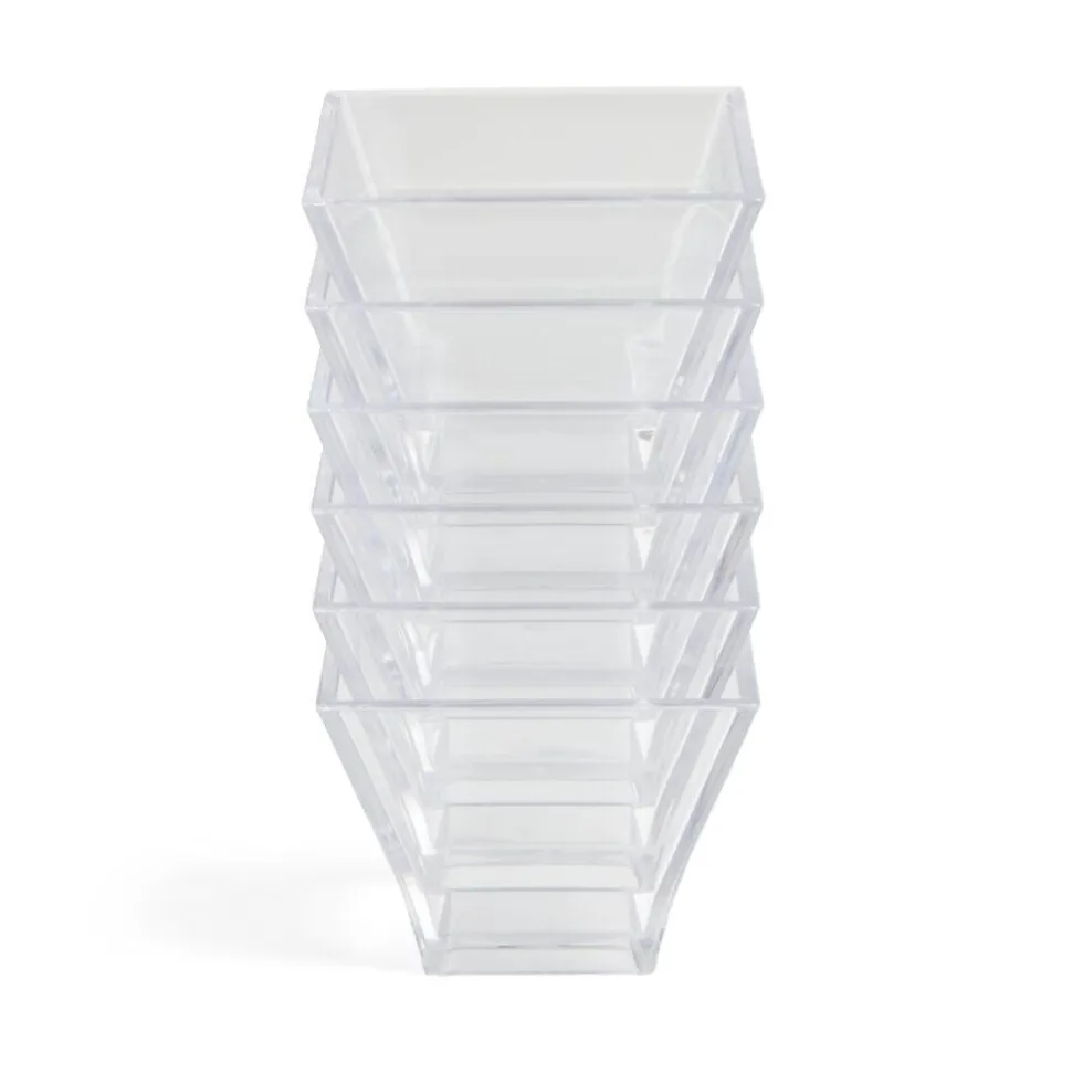 Lot de 6 verrines 88ml en plastique transparent 6x6xH5cm