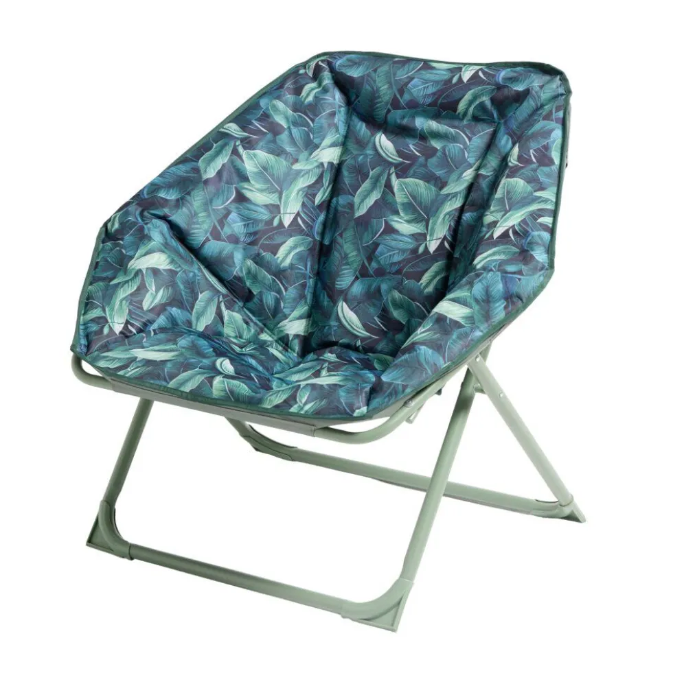 Loveuse pliable Curacao motif feuillage vert olive et noir L69xP85xH80cm