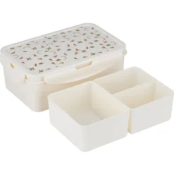 Lunch box plastique blanc motif floral 21x14xH7cm