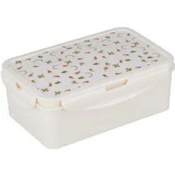 Lunch box plastique blanc motif floral 21x14xH7cm