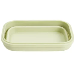 Lunch box rétractable 1L avec 2 couverts plastique et silicone vert