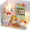 Maison miniature à assembler avec lumière LED - Salon