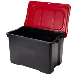 Malle de rangement 40L polypropylène noir couvercle rouge 58x27,5xH38,5cm