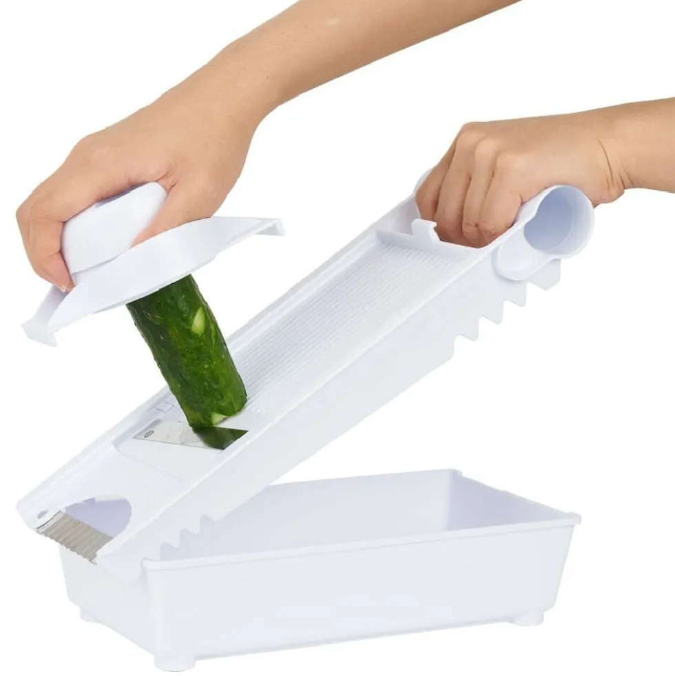 Mandoline multifonctions 5 en 1 en plastique et inox