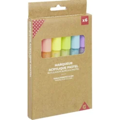 Marqueur acrylique pastel pointe moyenne 2-3mm x6