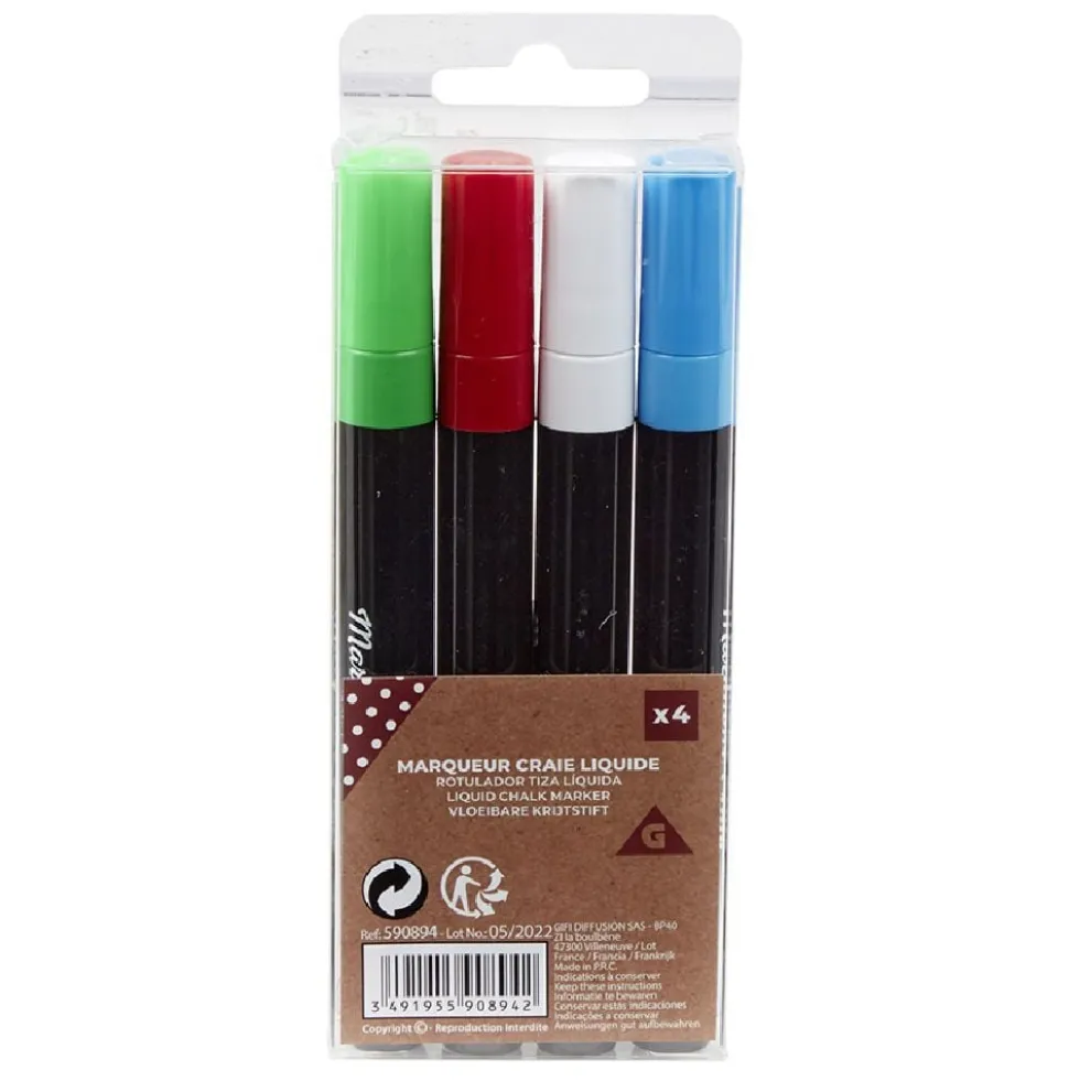 Marqueur craie multicolore X4