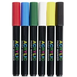 Marqueur permanent x6 peinture acrylique blanc/noir/rouge/bleu/vert/jaune