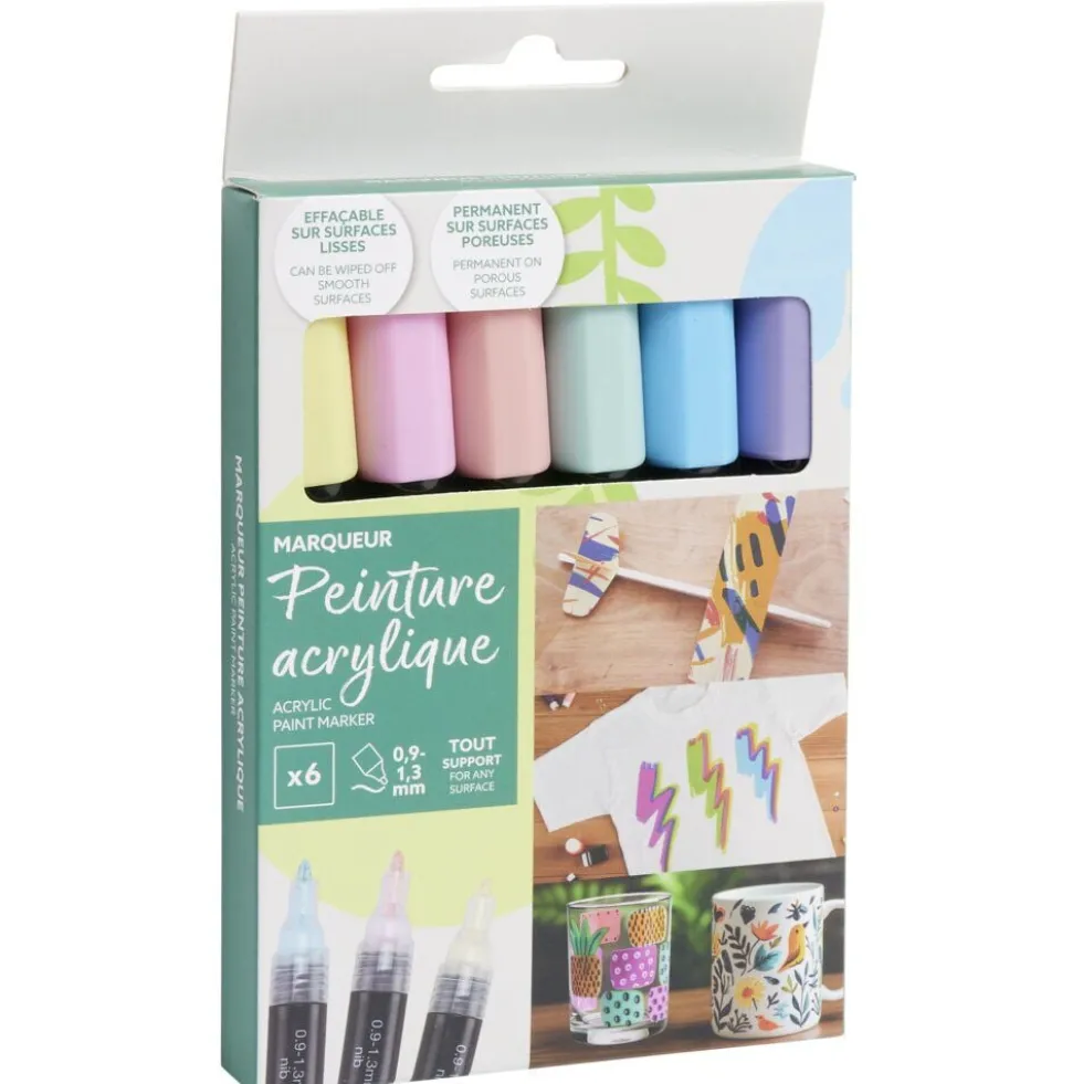 Marqueur permanent x6 peinture acrylique pastel