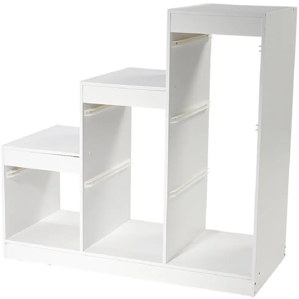 Meuble de rangement casiers escalier bois blanc