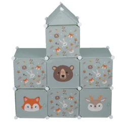 Meuble de rangement enfant forme maison 7 cases modulables 92x32xH108cm