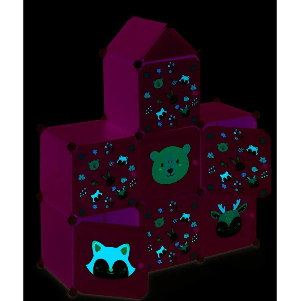 Meuble de rangement enfant forme maison 7 cases modulables 92x32xH108cm