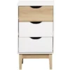 Meuble de rangement Lida 3 tiroirs en bois naturel et blanc