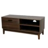 Meuble TV en bois Lida 2 niches et 1 porte marron foncé 100x39xH45cm