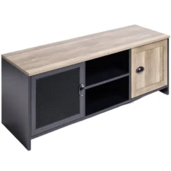 Meuble TV métal et bois Laura 2 portes 118x39xH49cm