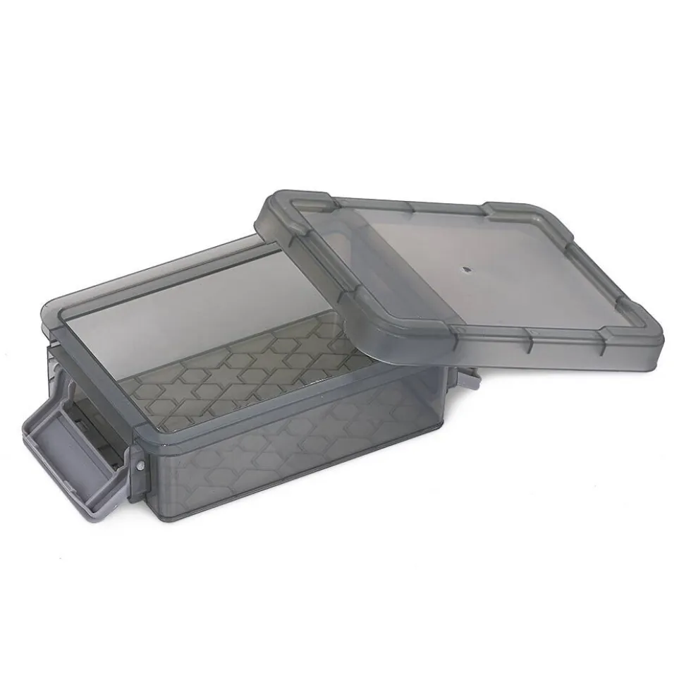 Mini boîte en plastique gris fermeture clips 0,20L - Lot de 2