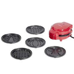 Mini gaufrier noir 5en1 avec 4 plaques interchangeables 13x19cm