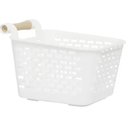 Mini panière en plastique avec poignée bois