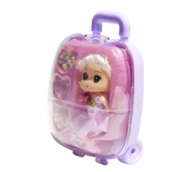 Mini poupée avec perles dans valisette H17,5cm