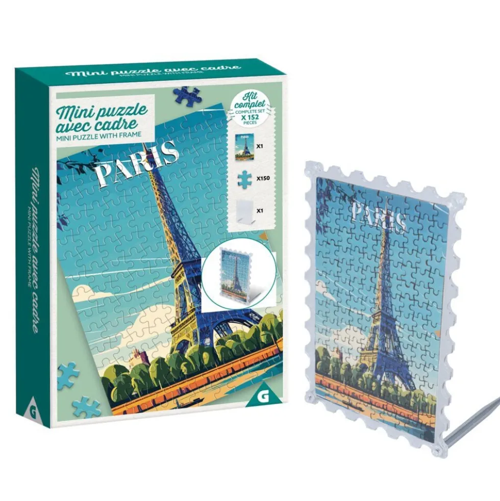 Mini puzzle cadre en carton 150 pièces 16,5x6xH12cm (4 modèles)
