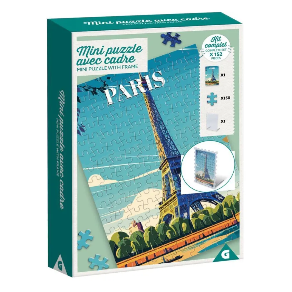 Mini puzzle cadre en carton 150 pièces 16,5x6xH12cm (4 modèles)
