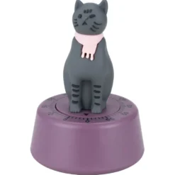 Minuteur cuisine forme chat violet Ø7xH10cm