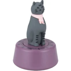 Minuteur cuisine forme chat violet Ø7xH10cm