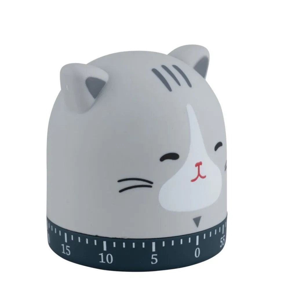 Minuteur humoristique forme chat ou poule Ø6xH7cm (2 modèles)