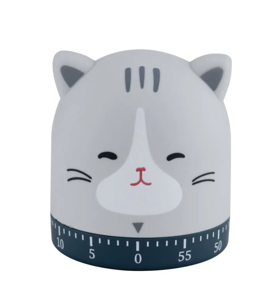 Minuteur humoristique forme chat ou poule Ø6xH7cm (2 modèles)