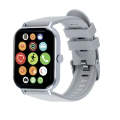 Montre connectée bluetooth carrée bracelet silicone L25cm (2 modèles noir ou blanc)