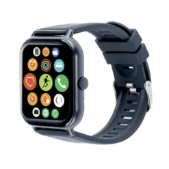 Montre connectée bluetooth carrée bracelet silicone L25cm (2 modèles noir ou blanc)