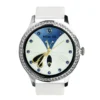 Montre connectée ronde strass bracelet silicone Ø5cm (2 modèles blanc ou rose)