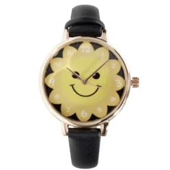 Montre enfant unisexe cadran rond motif soleil bracelet simili Ø3,5xL23cm (2 modèles)