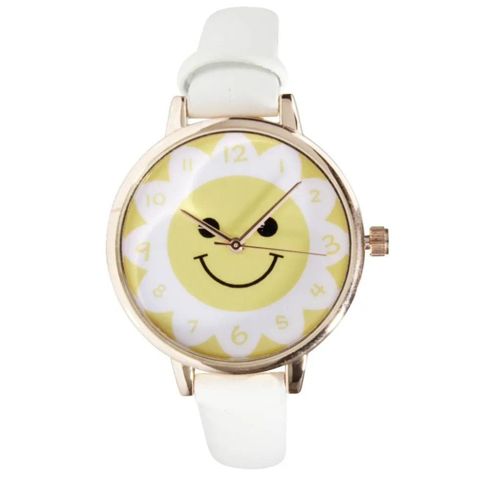 Montre enfant unisexe cadran rond motif soleil bracelet simili Ø3,5xL23cm (2 modèles)