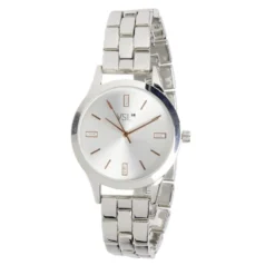 Montre femme bracelet maille inox gris argenté