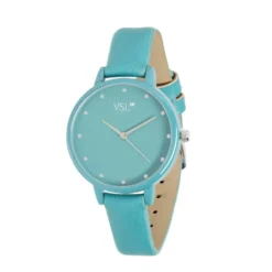 Montre femme bracelet simili cadran rond bleu turquoise