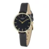 Montre femme cadran doré bracelet simili noir