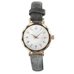 Montre femme cadran rond acier doré Ø2,6xH20,5cm (2 modèles noir ou rose)