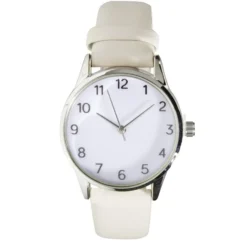 Montre femme cadran rond acier argenté bracelet simili Ø3,5xH23cm (4 modèles)