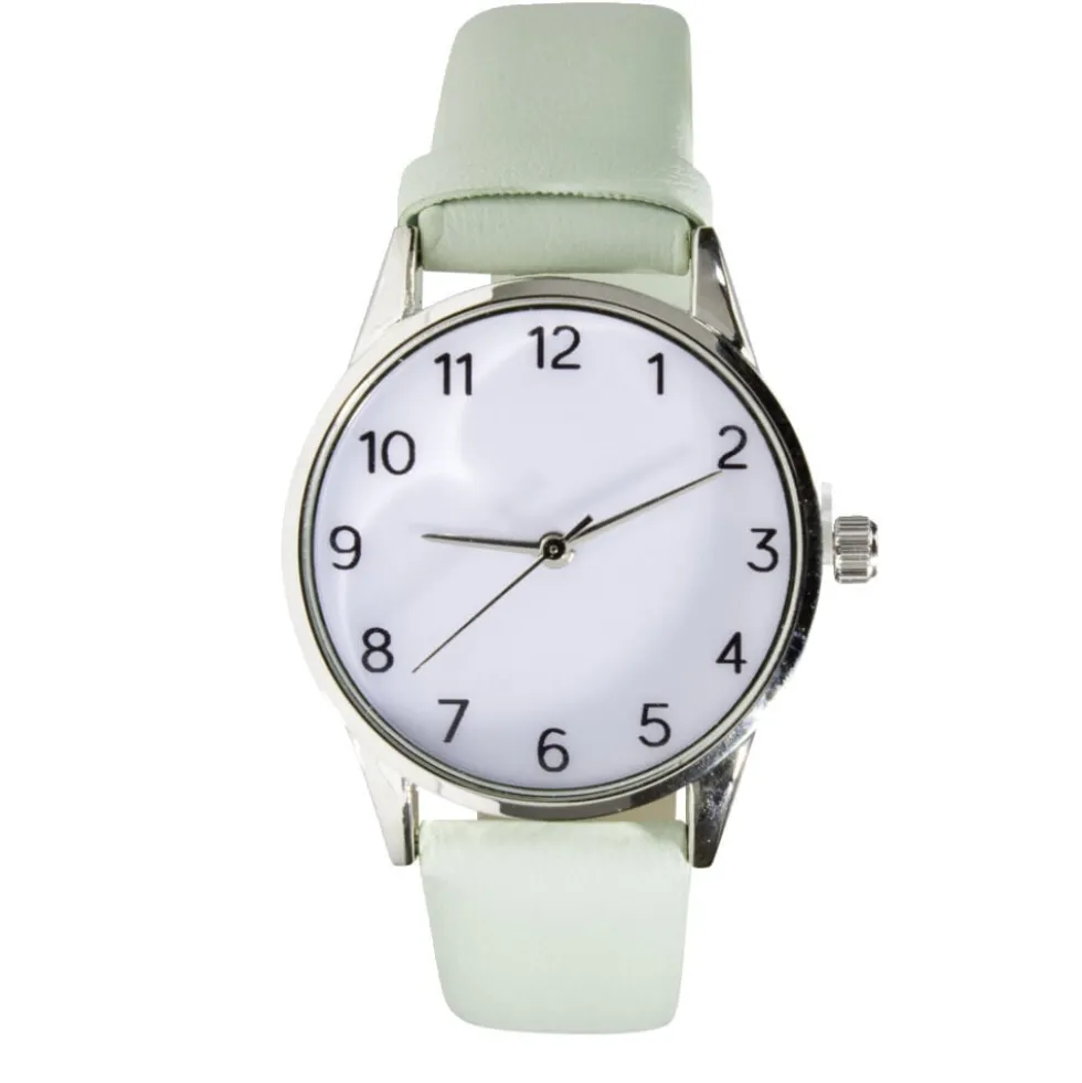 Montre femme cadran rond acier argenté bracelet simili Ø3,5xH23cm (4 modèles)