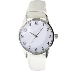 Montre femme cadran rond acier argenté bracelet simili Ø3,5xH23cm (4 modèles)
