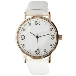 Montre femme cadran rond acier doré bracelet simili Ø3,5xH23cm (4 modèles)