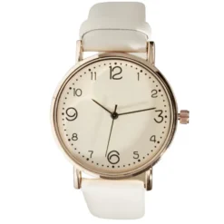 Montre femme cadran rond acier doré bracelet simili Ø3,5xH23cm (4 modèles)