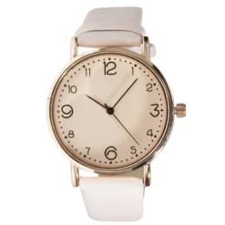 Montre femme cadran rond acier doré bracelet simili Ø3,5xH23cm (4 modèles)