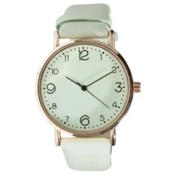 Montre femme cadran rond acier doré bracelet simili Ø3,5xH23cm (4 modèles)