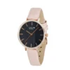 Montre femme cadran rond bracelet simili rose